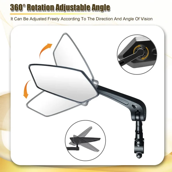 Bicycle Handlebar Reflector Rear View Mirror Safety Adjustable Rotatable Mirror Clear Electric Scooter Cycling Accessories - Image 2